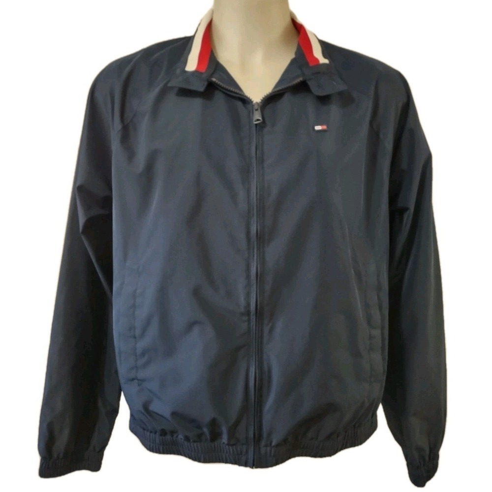 Tommy Hilfiger Jacket Windbreaker‎  Men's Size Large Mesh Lined  3 Pockets 1 Zip